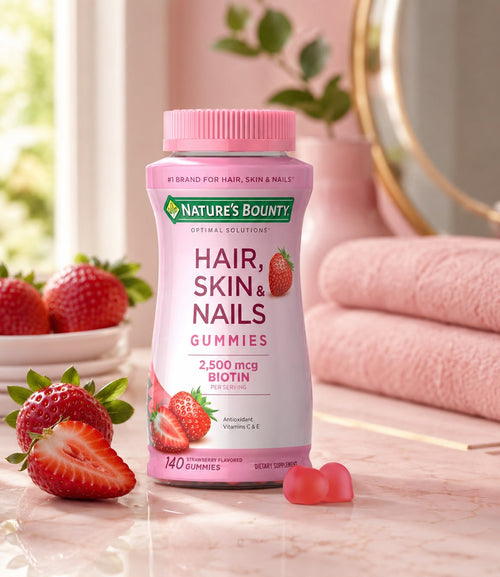 GOMITAS NATURE'S BOUNTY HAIR, SKIN & NAILS 2,500 MCG DE BIOTINA PARA CABELLO, PIEL Y UÑAS