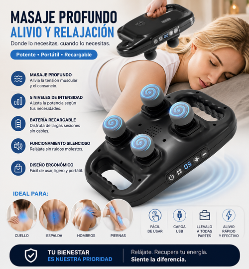 MASAJEADOR PORTÁTIL DE 4 CABEZAS