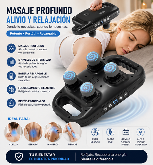 MASAJEADOR PORTÁTIL DE 4 CABEZAS